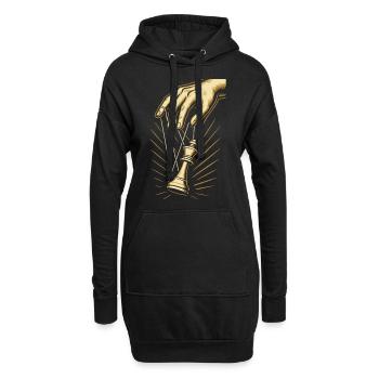 Schachspieler Puppenkönig Schachenthusiast - Hoodie-Kleid - Schwarz - Vorne