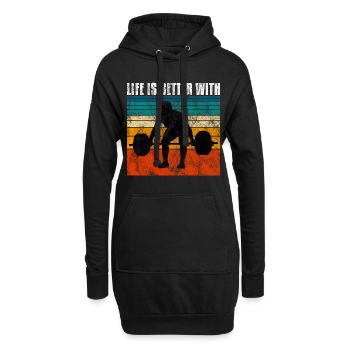 life is better with bodybuilding GYM Bodybuilder - Hoodie-Kleid - Schwarz - Vorne