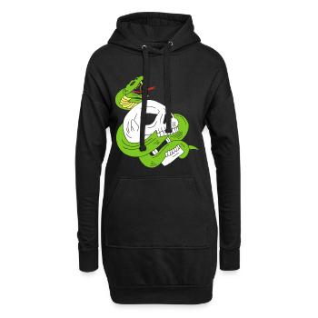 Le crâne et le serpent - Sweat-shirt à capuche long Femme - noir - Devant