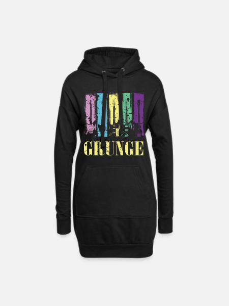 Grunge Guitar Color Pop Rock Vintage Style - Hoodie Dress - black