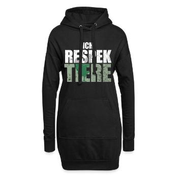 Ich Respektiere Tiere Tierschutz Huhn Vegan - Hoodie-Kleid - Schwarz - Vorne