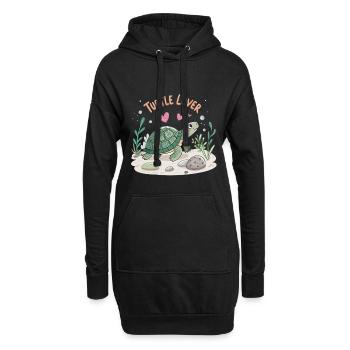 Tortue Amoureuse Illustration - Sweat-shirt à capuche long Femme - noir - Devant