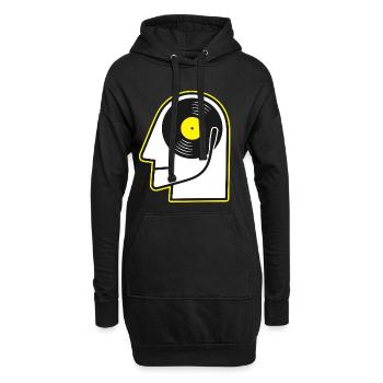Portrait de tête en vinyle - Sweat-shirt à capuche long Femme - noir - Devant