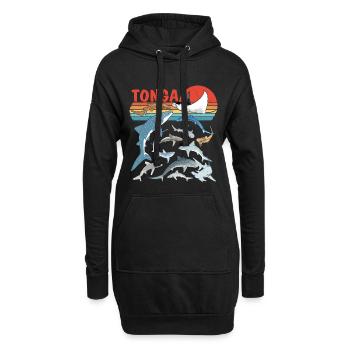 Tonga Haiarten Tigerhai Bullenhai Mantarochen - Hoodie-Kleid - Schwarz - Vorne