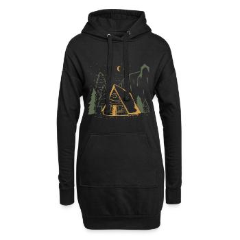 Moonlit Rustic Cabin Night - Hoodie Dress - black - Front