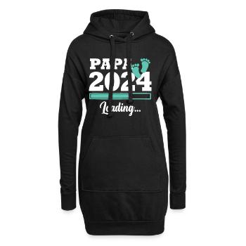 Papa 2024 loading - Sweat-shirt à capuche long Femme - noir - Devant