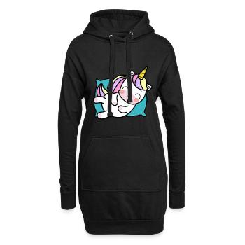 Licorne sur oreiller idée cadeau mignon - Sweat-shirt à capuche long Femme - noir - Devant