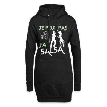 Danse Salsa - Sweat-shirt à capuche long Femme - noir - Devant