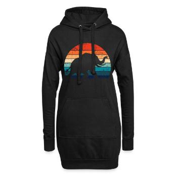 Elefant - Großwild, Stoßzahn, Elfenbein - Hoodie-Kleid - Schwarz - Vorne