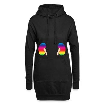 Idée cadeau humain de rein d'organe coloré - Sweat-shirt à capuche long Femme - noir - Devant