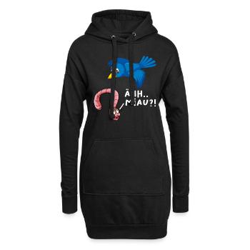 ÄHH Miau?! Lustiges Vogel Wurm Witz mit Spruch - Hoodie-Kleid - Schwarz - Vorne