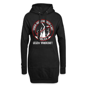 Gegen Windkraft und gegen Windenergie - Hoodie-Kleid - Schwarz - Vorne