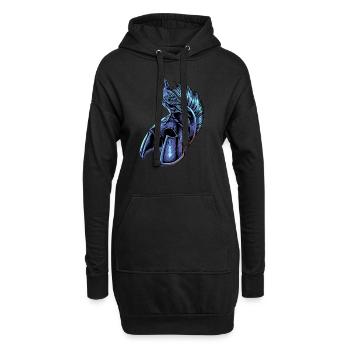 Krähe auf Helm eines Spartaner - Hoodie-Kleid - Schwarz - Vorne