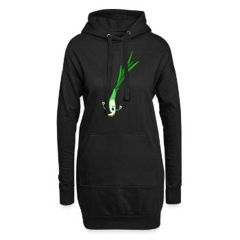 Comic Frühlingszwiebel - Hoodie-Kleid - Schwarz - Vorne