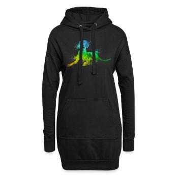 Farbenfroher Magyar Vizsla - Hoodie-Kleid - Schwarz - Vorne