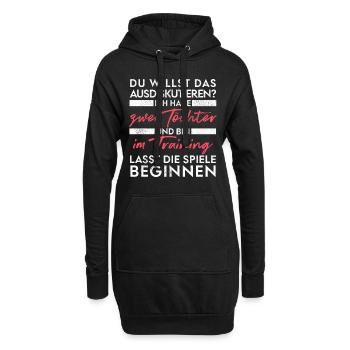 Du willst das ausdiskutieren - Vater Töchter - Hoodie-Kleid - Schwarz - Vorne