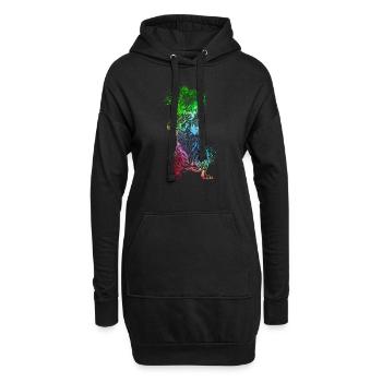 Farbenfroher Degu - Hoodie-Kleid - Schwarz - Vorne