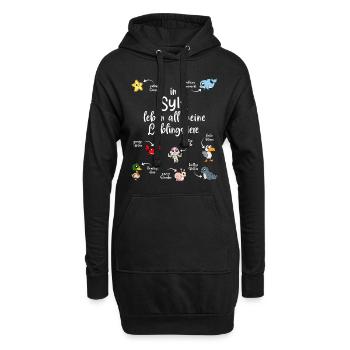 Meine Lieblingstiere in Sylt - Hoodie-Kleid - Schwarz - Vorne