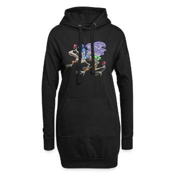 Froschskelett mit Pilzen - Hoodie-Kleid - Schwarz - Vorne