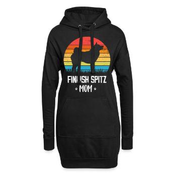 Finnischer Spitz Mama Retro Vintage - Hoodie-Kleid - Schwarz - Vorne