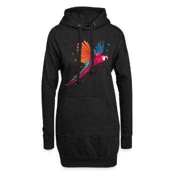 Ara Papagei Geometrischer Vogel Sittich Ornitholog - Hoodie-Kleid - Schwarz - Vorne