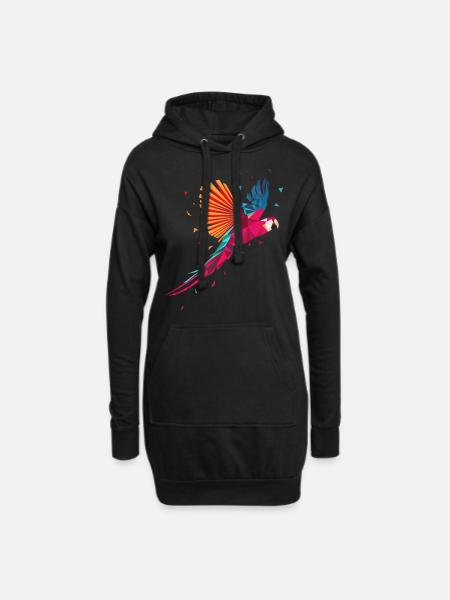 Aras perroquet Perruche géométrique - Sweat-shirt à capuche long Femme - noir