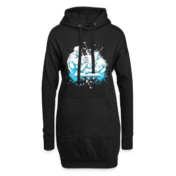 Zwei Muskelpakete beim Armdrücken - Hoodie-Kleid - Schwarz - Vorne