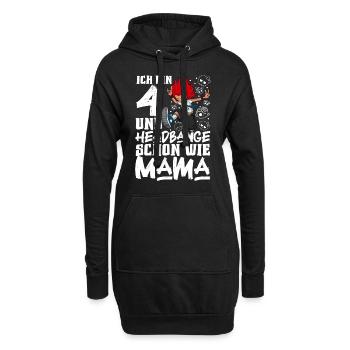 Ich bin 4 - Mädchen Rocker - Hoodie-Kleid - Schwarz - Vorne