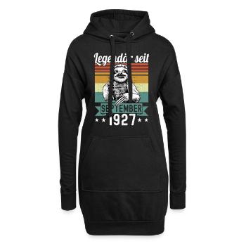 Faultier Legendär seit September 1927 Geburtstag - Hoodie-Kleid - Schwarz - Vorne