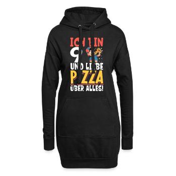 Ich bin 9 - Jungen Pizza - Hoodie-Kleid - Schwarz - Vorne
