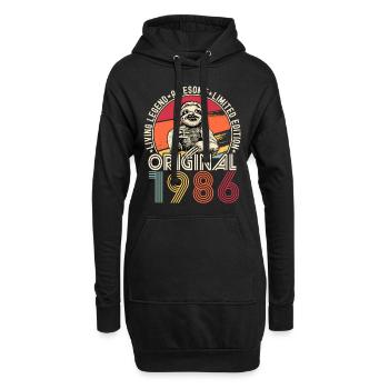 1986 Anniversaire vintage vintage paresseux cadeau - Sweat-shirt à capuche long Femme - noir - Devant