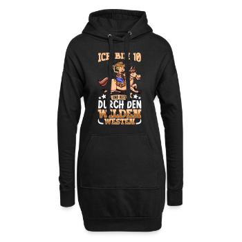 Ich bin 10 - Jungen Cowboy - Hoodie-Kleid - Schwarz - Vorne