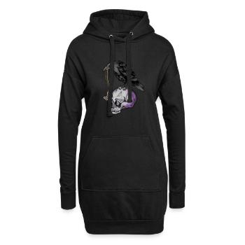 Corneille gothique avec collier Mjölnir sur le crâne - Goth - Sweat-shirt à capuche long Femme - noir - Devant