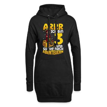 Ich bin 3 - Jungen Pirat - Hoodie-Kleid - Schwarz - Vorne