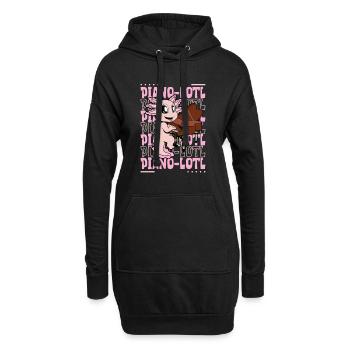 Pianolotl - Axolotl au piano - Sweat-shirt à capuche long Femme - noir - Devant