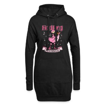 Fiddling Flamingo - Flamingo on the violin - Hoodie Dress - black - Front
