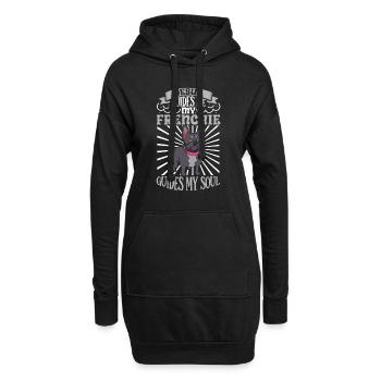 Jésus et mon bouledogue français - Sweat-shirt à capuche long Femme - noir - Devant