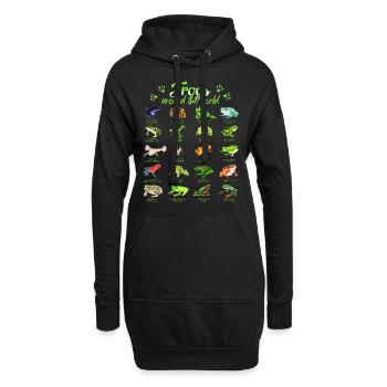 Frösche der Welt - Frosch - Hoodie-Kleid - Schwarz - Vorne