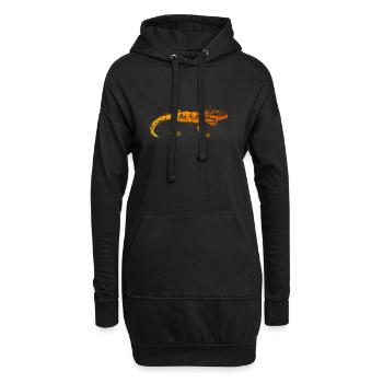 Farbenfroher Gecko - Hoodie-Kleid - Schwarz - Vorne