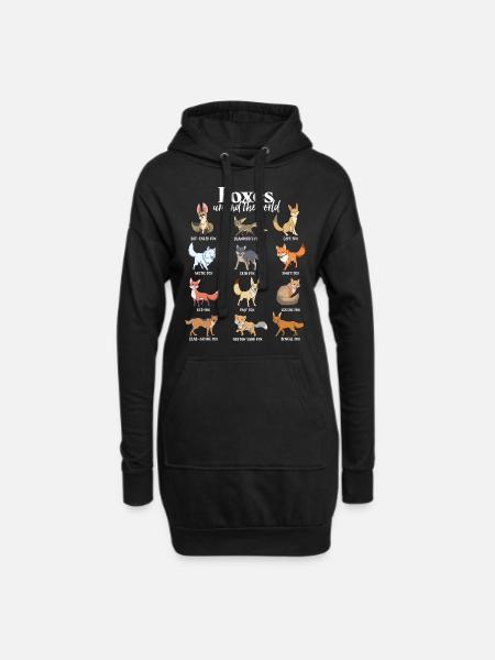Viele Fuchsarten - Füchse der Welt - Hoodie-Kleid - Schwarz
