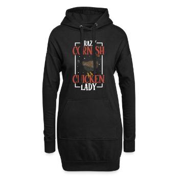 Crazy Cornish Chicken Lady - Indischer Kämpfer - Hoodie-Kleid - Schwarz - Vorne