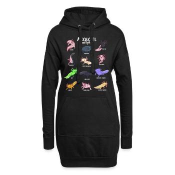 Verschiedene Kawaii Axolotltypen - Hoodie-Kleid - Schwarz - Vorne