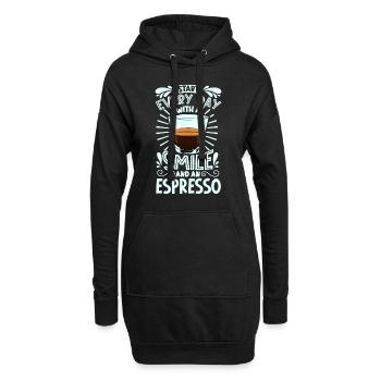 Souriez avec un expresso - Sweat-shirt à capuche long Femme - noir - Devant