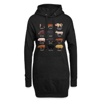 Dessins de porcs - Races de porcs - Sweat-shirt à capuche long Femme - noir - Devant