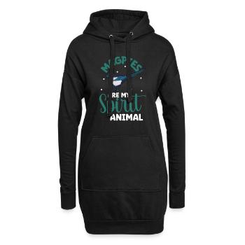 Lieblingstier - Elster - Hoodie-Kleid - Schwarz - Vorne