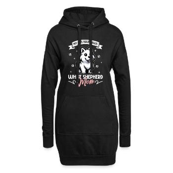 Maman berger blanc - Sweat-shirt à capuche long Femme - noir - Devant