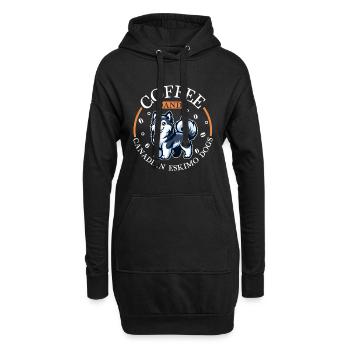 Café et chien esquimau canadien - Sweat-shirt à capuche long Femme - noir - Devant