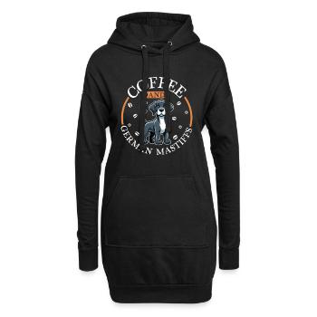 Kaffee und Deutsche Dogge - Hoodie-Kleid - Schwarz - Vorne