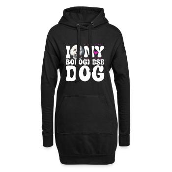 Ich liebe meinen Bologneser - Hoodie-Kleid - Schwarz - Vorne
