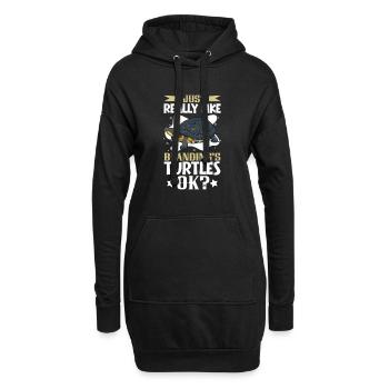 J’adore ma tortue d’étang - Sweat-shirt à capuche long Femme - noir - Devant